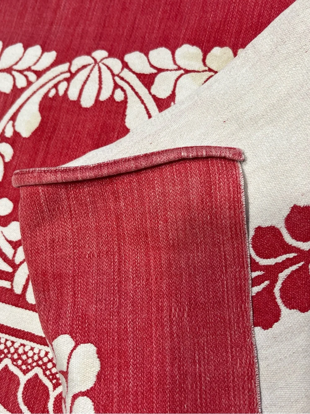 Vintage Reversible Red and White Jacquard Tablecloth
